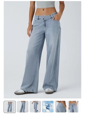 HALARA Light Wash Wide Leg Jeans